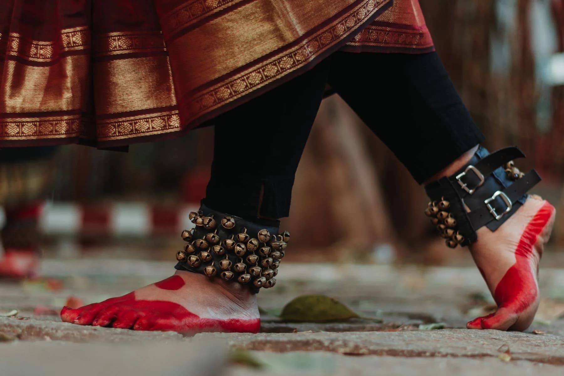 Bharatanatyam footwork with traditional ankle bells